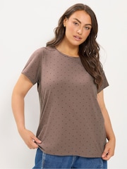 Yours Curve Brown/Beige/Green Core T-Shirts 3 Pack - Image 2 of 8