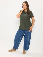 Yours Curve Brown/Beige/Green Core T-Shirts 3 Pack - Image 5 of 8