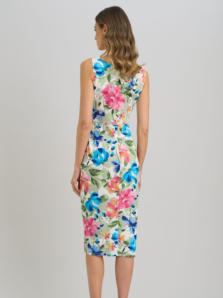 Gina Bacconi White Roma Twist Knot Floral Dress - Image 2 of 6 Gina Bacconi White Roma Twist Knot Floral Dress - Image 2 of 6