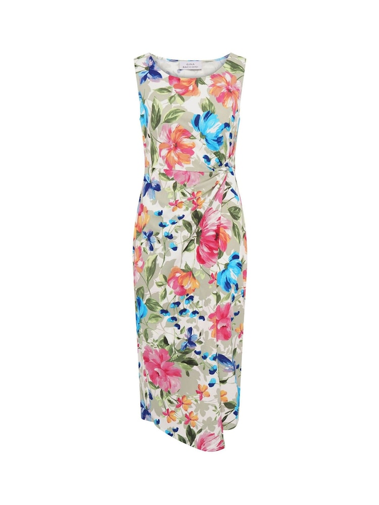 Gina Bacconi White Roma Twist Knot Floral Dress - Image 6 of 6 Gina Bacconi White Roma Twist Knot Floral Dress - Image 6 of 6