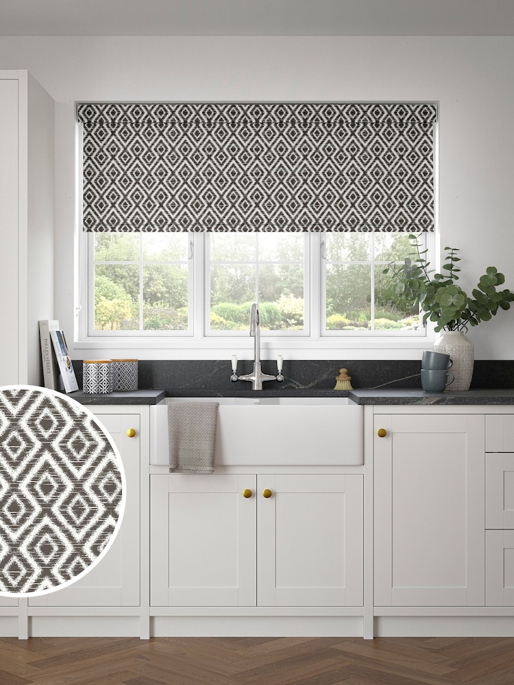 Grey Diamond Geo Made to Measure Roller Blind - Image 1 of 6
