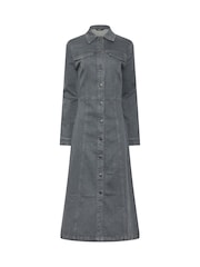 Long Tall Sally Grey Button Denim Midi Dress - Image 5 of 6