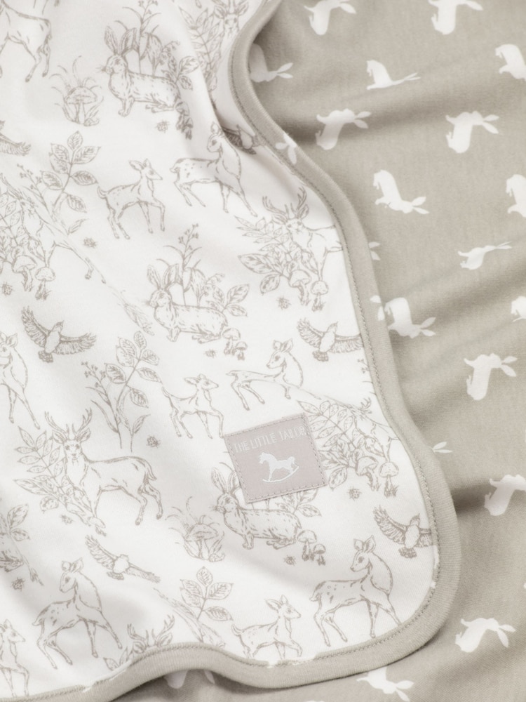 The Little Tailor White Baby Soft Jersey 100% Cotton Bunny Print Blanket - Image 1 of 6