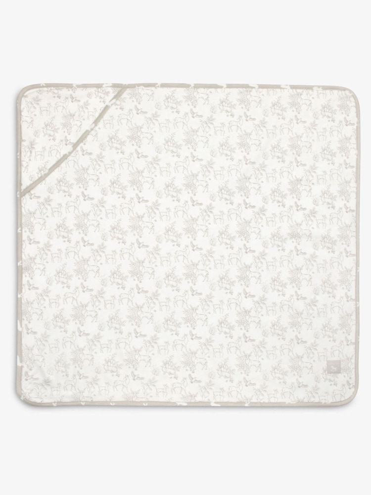 The Little Tailor White Baby Soft Jersey 100% Cotton Bunny Print Blanket - Image 2 of 6