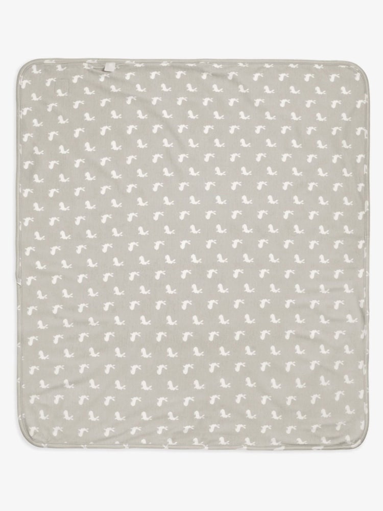 The Little Tailor White Baby Soft Jersey 100% Cotton Bunny Print Blanket - Image 3 of 6