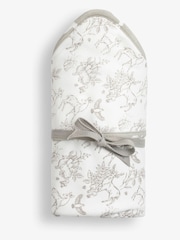 The Little Tailor White Baby Soft Jersey 100% Cotton Bunny Print Blanket - Image 4 of 6