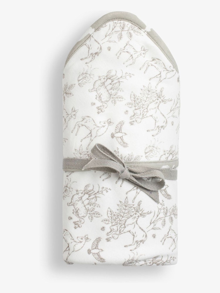 The Little Tailor White Baby Soft Jersey 100% Cotton Bunny Print Blanket - Image 4 of 6