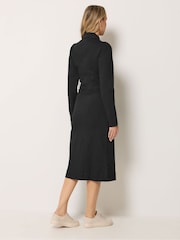 Long Tall Sally Black Zip Collar Denim Midi Dress - Image 3 of 6