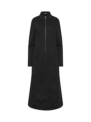 Long Tall Sally Black Zip Collar Denim Midi Dress - Image 5 of 6