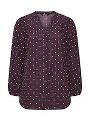 Yours Curve Purple Spot Print Notch Neck Blouse - Image 5 of 6