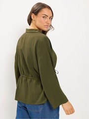 Yours Curve Green Tie Waist Utility Top - Image 3 of 6