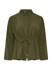 Yours Curve Green Tie Waist Utility Top - Image 5 of 6