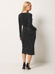 M&Co Studded Velvet Gather Dress - Imaginea 3 din 6