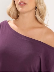 Yours Curve Purple Off Shoulder T-Shirt - Image 4 of 6