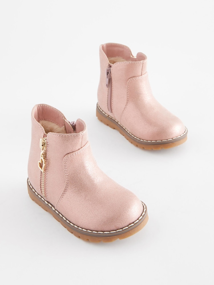 Pink Shimmer Wide Fit (G) Chelsea Zip Ankle Boots - Image 1 of 5