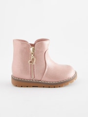 Pink Shimmer Wide Fit (G) Chelsea Zip Ankle Boots - Image 2 of 5
