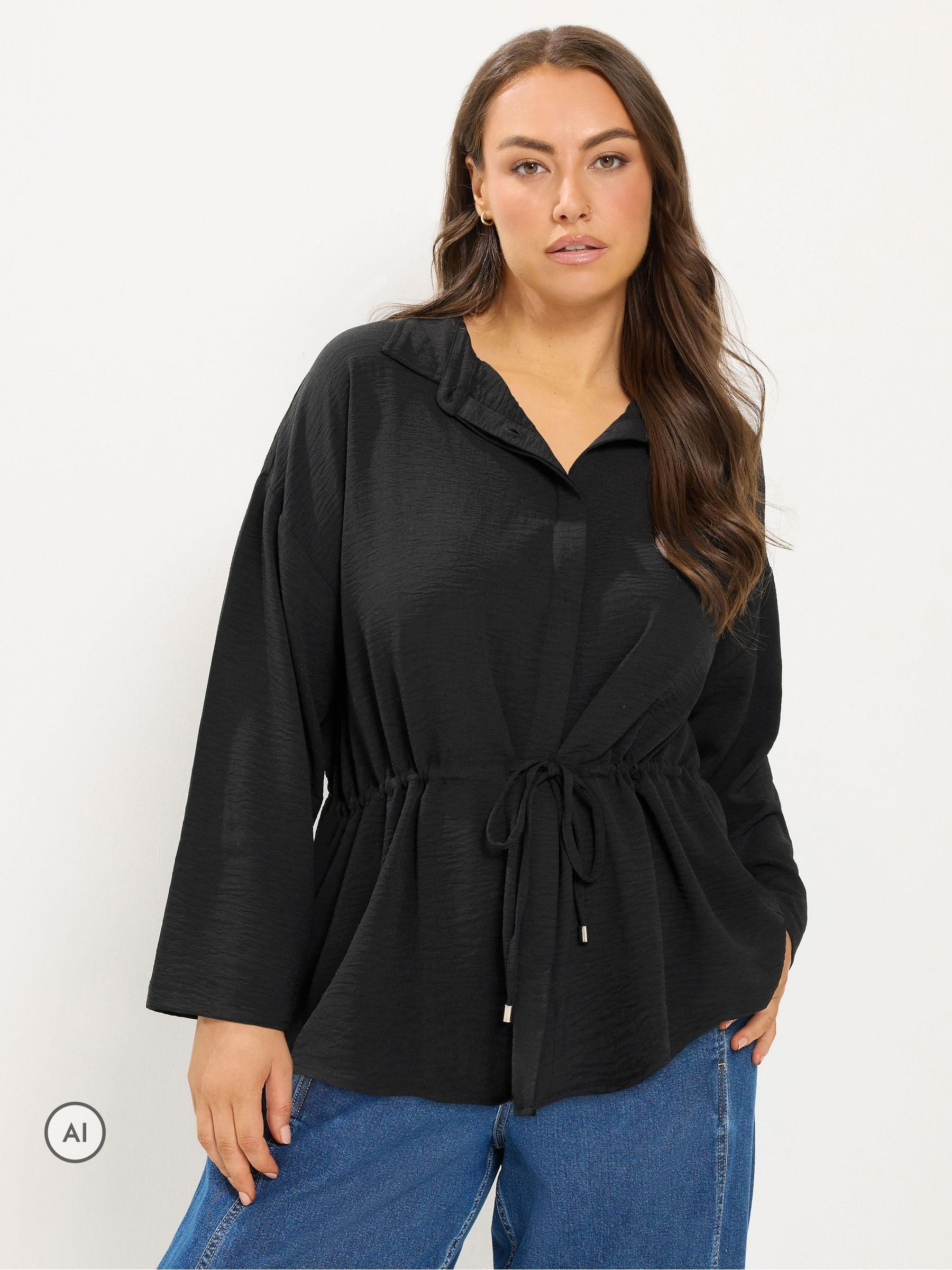 Yours Women's Tie Waist Utility Top in Black | Size: 30-32 - Image 2