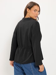Yours Curve Black Tie Waist Utility Top - Image 3 of 6