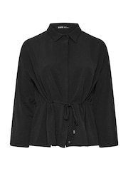 Yours Curve Black Tie Waist Utility Top - Image 5 of 6