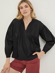 FatFace Black Lace Freya Blouse - Image 1 of 6