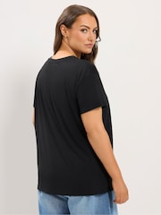 Yours Curve Black Studded Animal Heart T-Shirt - Image 3 of 6