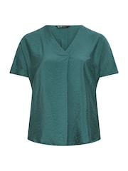 Yours Curve Blue V Grown On Sleeve Blouse - Image 5 of 6