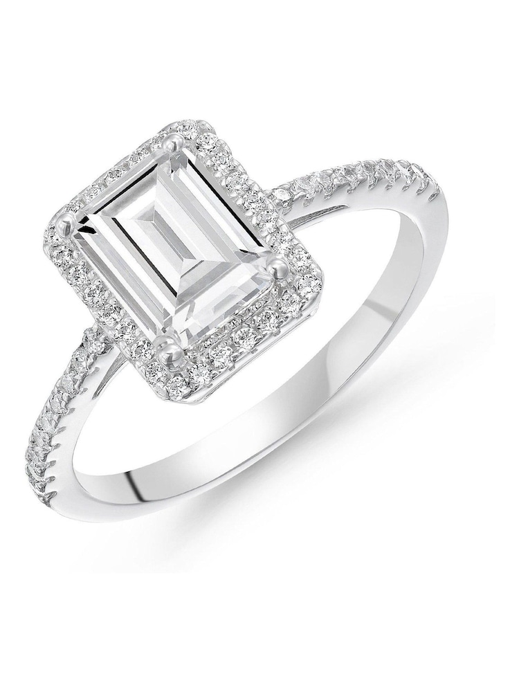 Beaverbrooks Sterling Silver Cubic Zirconia Halo Ring - Image 1 of 5 Beaverbrooks Sterling Silver Cubic Zirconia Halo Ring - Image 1 of 5
