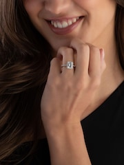 Beaverbrooks Sterling Silver Cubic Zirconia Halo Ring - Image 4 of 5