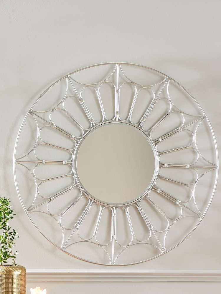Pacific Silver Metal Frame Round Wall Mirror - Image 1 of 5