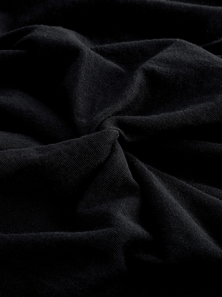 Black 100% Cotton Twist Short Sleeved T-Shirt Summer Dress - Image 6 of 6