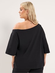 Yours Curve Black Off Shoulder T-Shirt - Image 3 of 6
