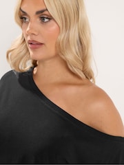 Yours Curve Black Off Shoulder T-Shirt - Image 4 of 6