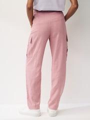 Pink Smart Linen Blend Cargo Taper Trousers - Image 3 of 6