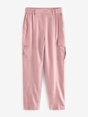 Pink Smart Linen Blend Cargo Taper Trousers - Image 5 of 6