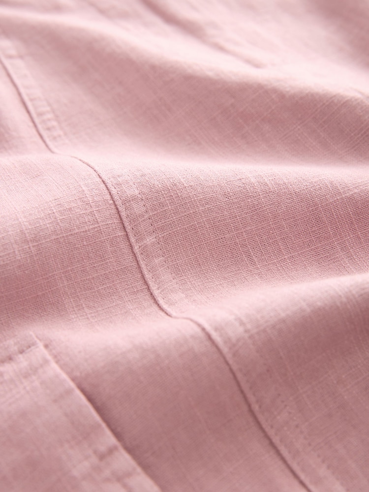 Pink Smart Linen Blend Cargo Taper Trousers - Image 6 of 6
