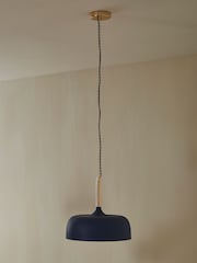 Pacific Indigo Blue Anke Matt Domed Metal Ceiling Light Pendant - Image 1 of 3