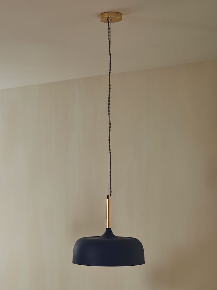 Pacific Indigo Blue Anke Matt Domed Metal Ceiling Light Pendant - Image 1 of 3