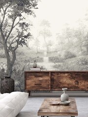 Woodchip & Magnolia Grey Nidra Mural Wallpaper - Image 1 of 4