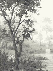 Woodchip & Magnolia Grey Nidra Mural Wallpaper - Image 2 of 4