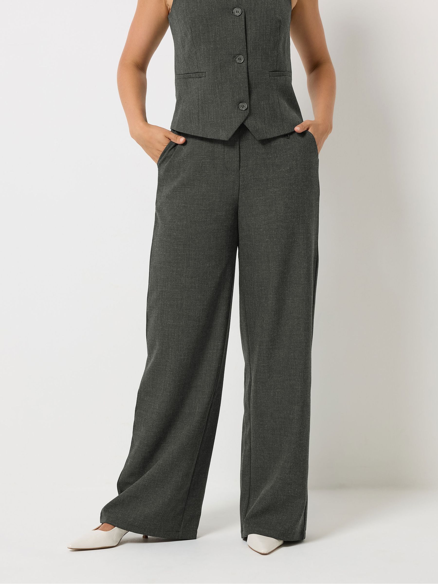 Long Tall Sally Women's Grey Tall Brushed Tailored Wide Leg Trousers In | Size: 24XL - Image 2