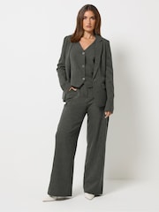 Long Tall Sally Grey Wide Leg Tailored Trousers - Image 2 of 6