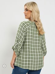 Yours Curve Green Check Button Through Tie Top - Image 3 of 6