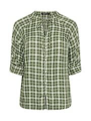 Yours Curve Green Check Button Through Tie Top - Image 5 of 6