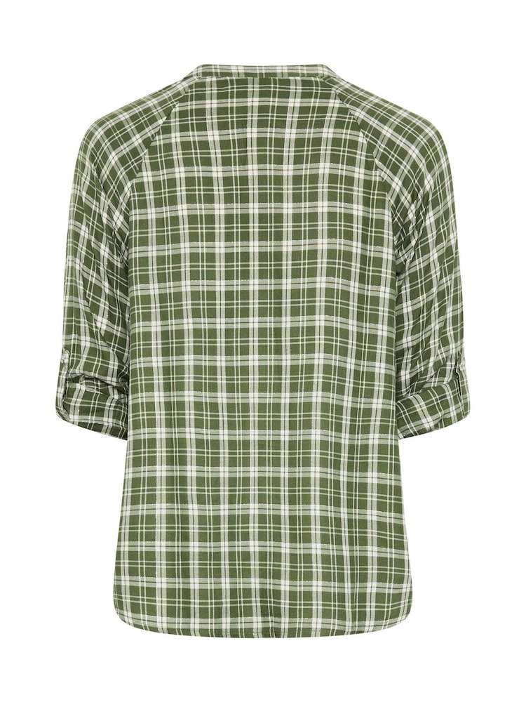 Yours Curve Green Check Button Through Tie Top - Image 6 of 6 Yours Curve Green Check Button Through Tie Top - Image 6 of 6