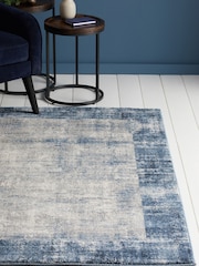 Navy Blue Textured Border Rug - Image 2 of 6