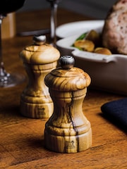 Peugeot Olive Set of Manual Salt and Pepper Mills in Olive Wood 10cm - Image 1 of 6