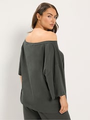 Yours Curve Grey Off Shoulder T-Shirt - Image 3 of 6