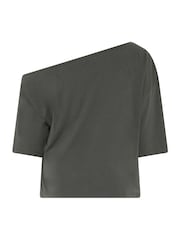 Yours Curve Grey Off Shoulder T-Shirt - Image 6 of 6