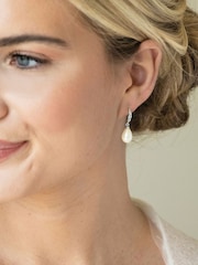 Ivory & Co Silver Salford Crystal And Pearl Drop Earrings - Image 4 of 5