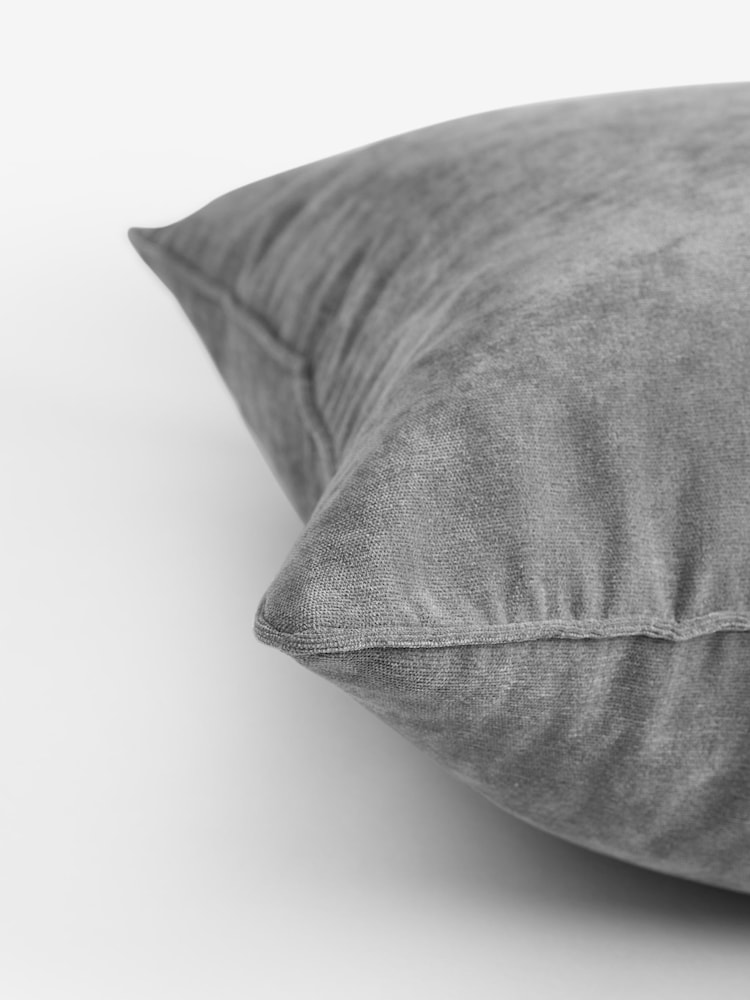 Mid Grey 45 x 45cm Soft Velour Cushion - Image 6 of 6